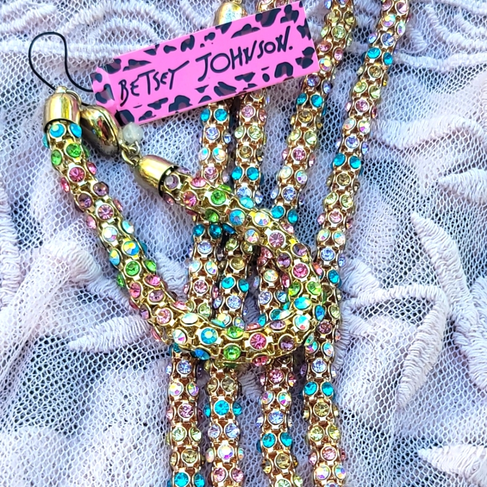 🍭 BETSEY JOHNSON Crystal Rock Candy Necklace & Bracelet Set Rare Find!🍭